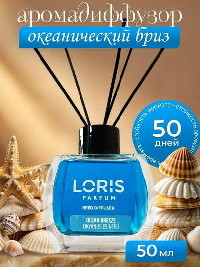 Диффузор для дома и офиса освежители воздуха океан с различными ароматами Loris 50 мл