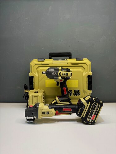 Изображение товара Набор аккумуляторных инструментов Feng Bao 2в1, болгарка, гайковерт 1280, кейс, 2 АКБ по 6 Ач, зарядное устройство 2А