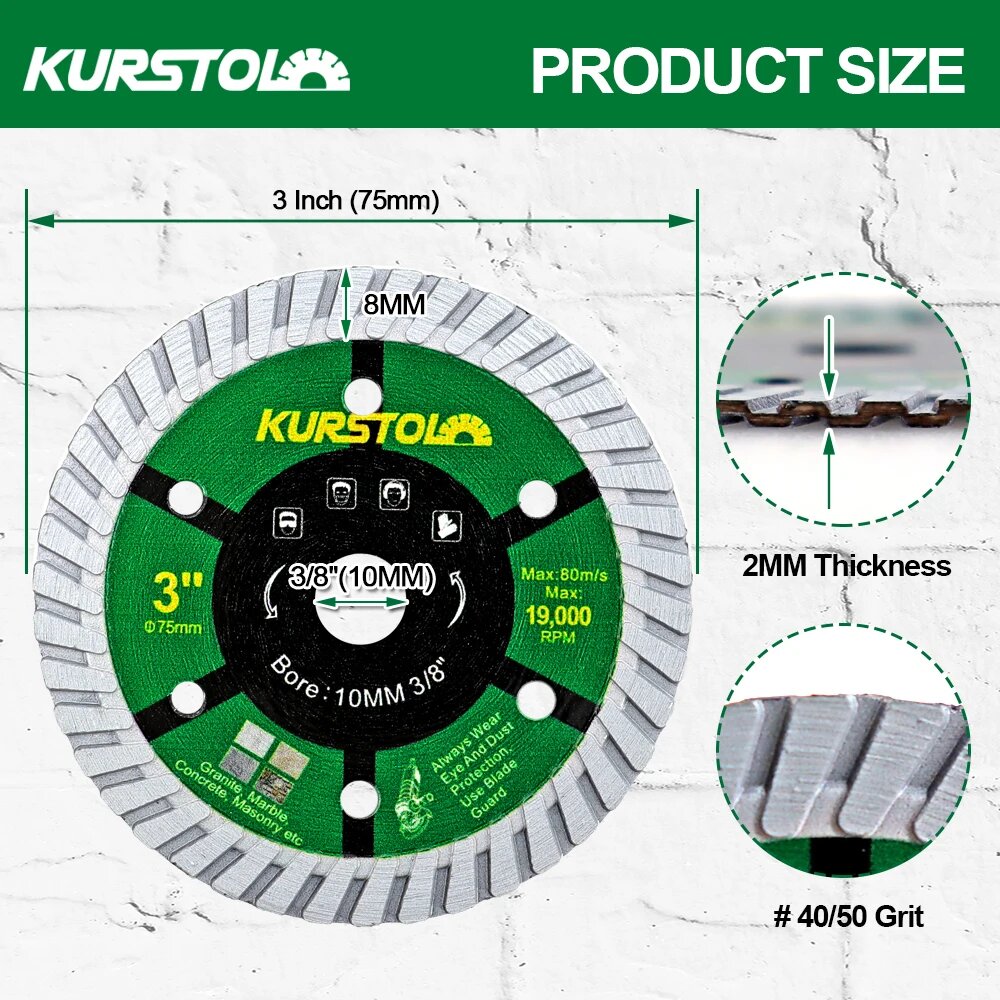 KURSTOL Диск для резки 3" (75 мм) Cutting Concrete 19000 RPM
