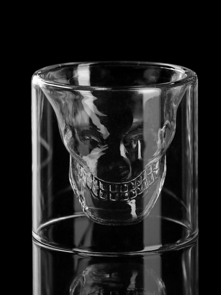 Стопка "Череп" с двойными стеками, 100мл, стекло, прозрачный — фото 1