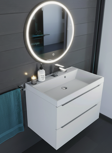 Изображение товара Раковина кварцевая для ванной комнаты Uperwood Classic Quartz 70 см, белая матовая, жасмин