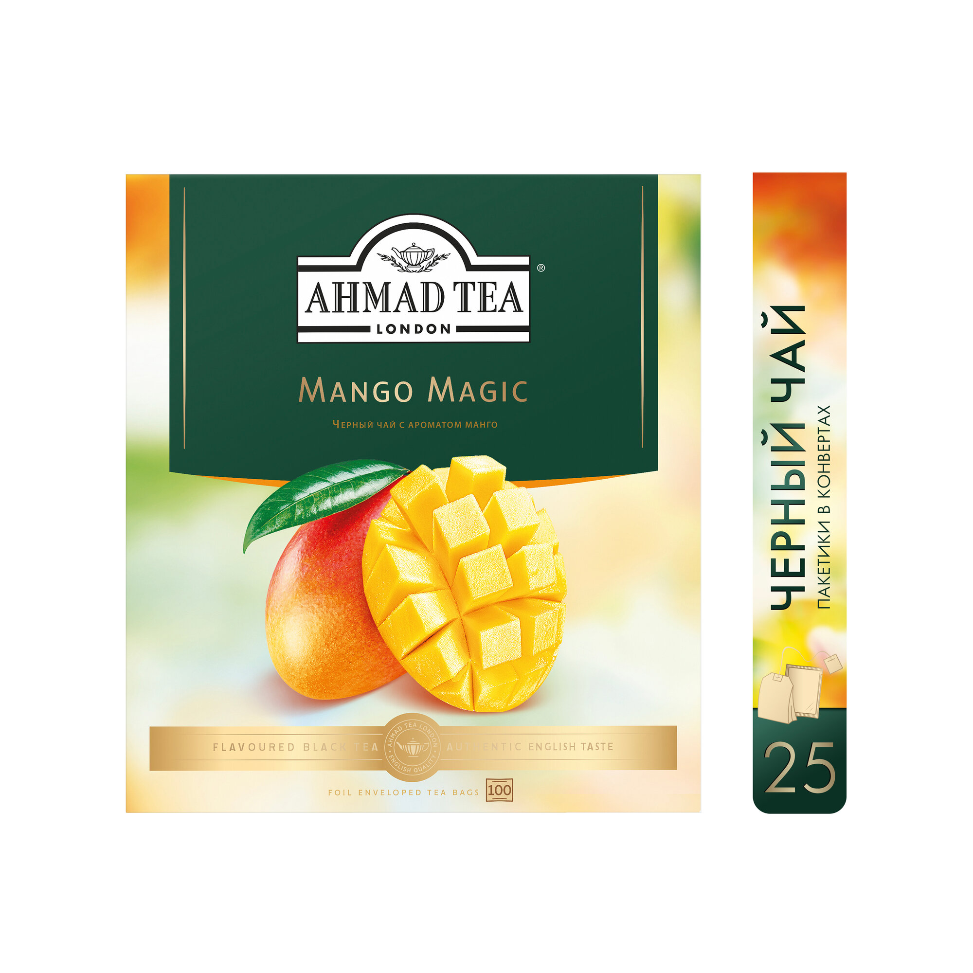 Чай черный Ahmad Tea Mango Magic в пакетиках, 100 пак.