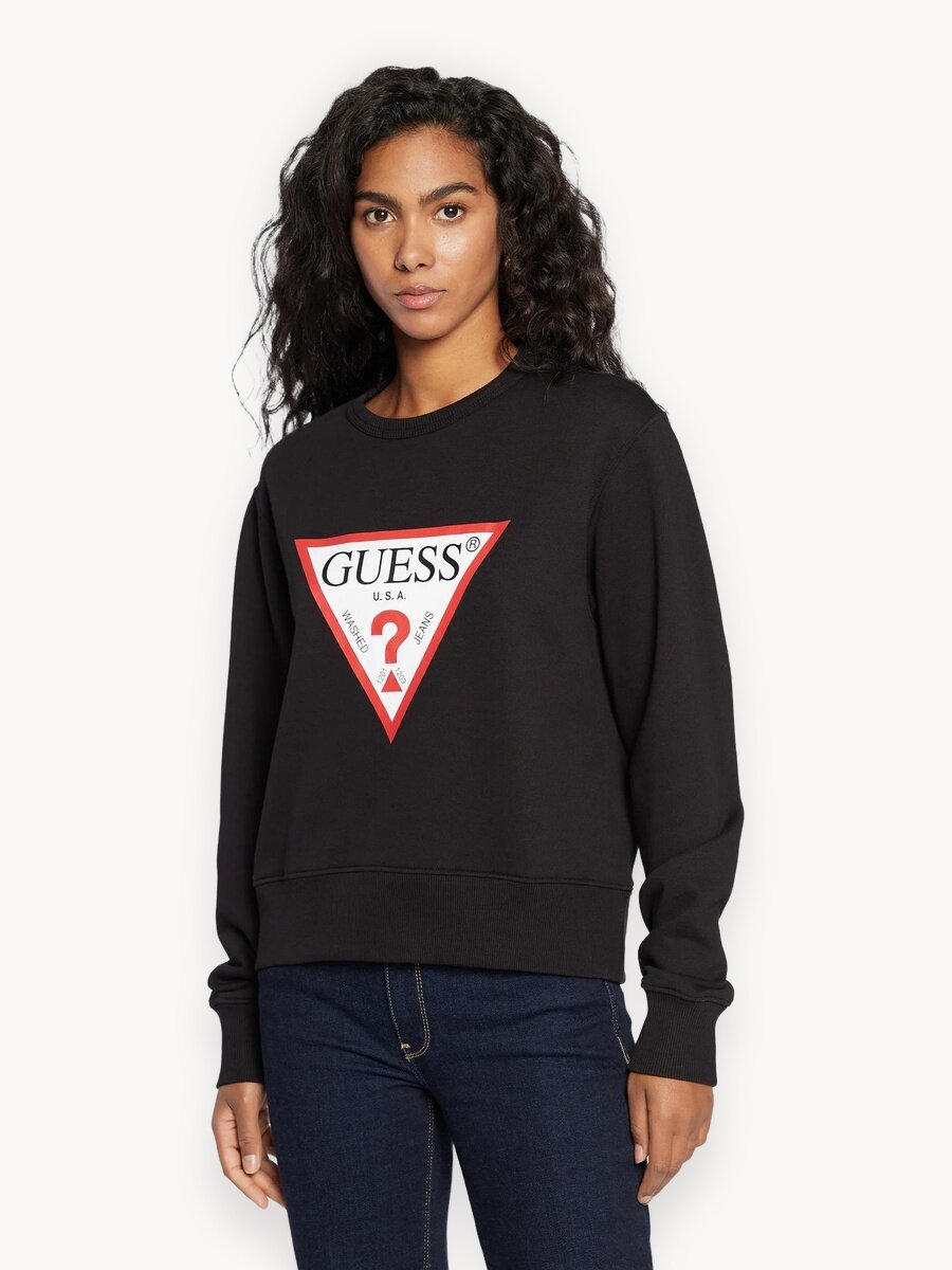 Свитшот GUESS CN ORIGINAL FLEECE, размер XS, , черный