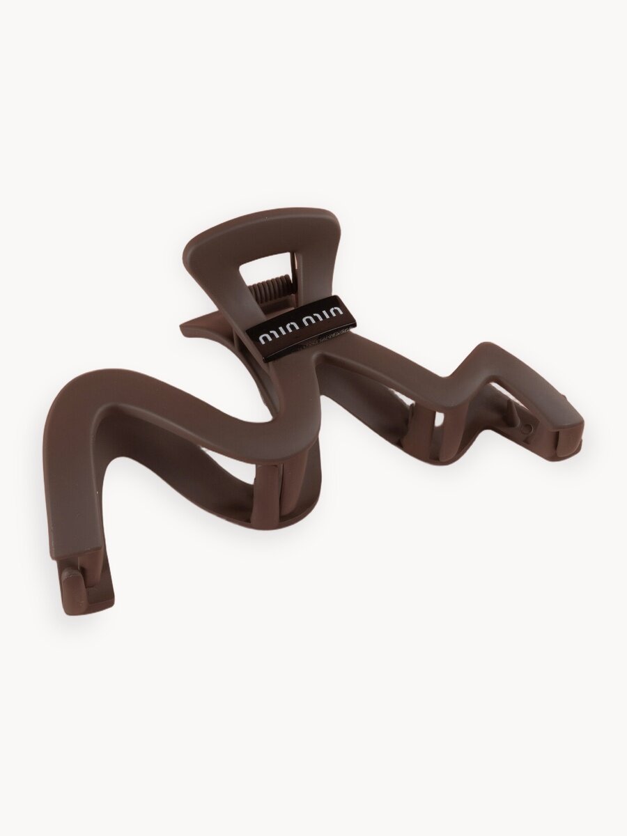 Крабик для волос большой Молния, коричневый, 13 см, зажим для волос