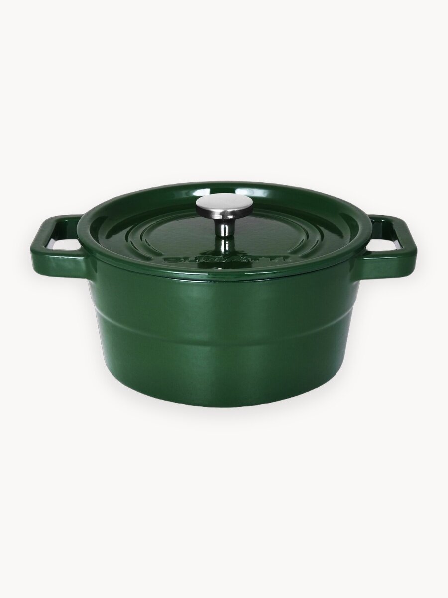 Чугунная кастрюля эмалированная с крышкой 2,2 л Casa Bugatti для индукционной плиты