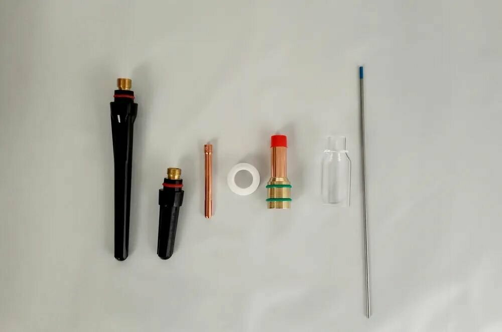 фото Набор 9шт, горелка TIG, линза wp17/18/26, цанга, колпачки, вольфрам wl20