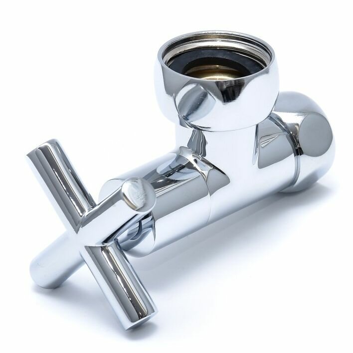 фото Вентиль запорный угловой 1х3/4 ВР-ВР для полотенцесушителя круглый TIM (2шт)