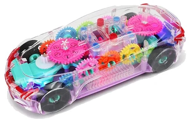 Прозрачная машинка Бестселлер со световыми и музыкальными эффектами, детская, яркая, интерактивная, самодвижущаяся, сверхпрочная.