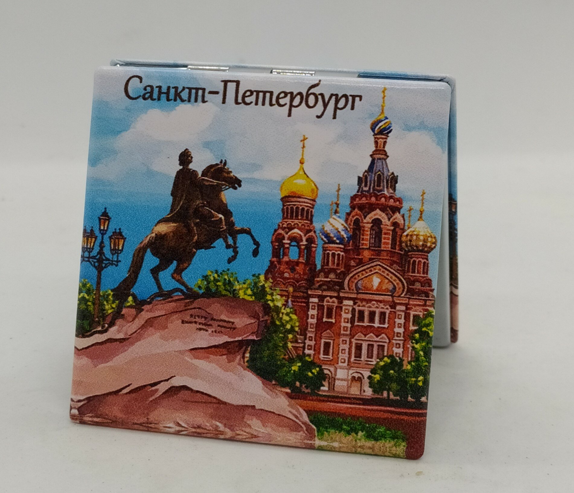 фото Зеркало кожаное "Санкт-Петербург, Исаакий-Всадник"