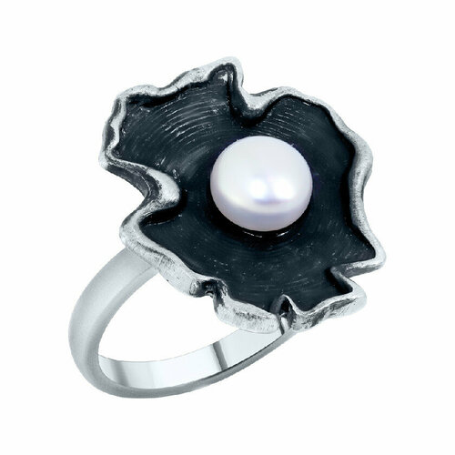 Кольцо, серебро, 925 проба, чернение, жемчуг, размер 17.5 кольцо 1424920174 из серебра 925 пробы 17 5