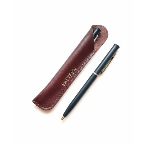 фото Футляр для ручки. чехол для ручек из натуральной кожи, цвет коричневый, арт.1264 pattern