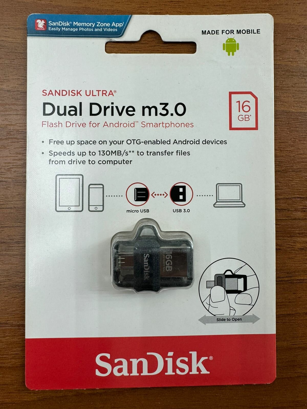 Флешка SanDisk Ultra Dual Drive m3.0 16 ГБ, 1 шт, серый