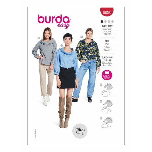 Выкройка BURDA №5858 Пуловер выкройка butterick 5858 кофта юбка брюки