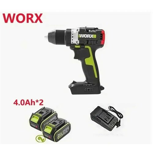 WORX Professional Дрель-шуруповерт аккумуляторный WU182.3 , бесщеточный 13 mm/20В, 60Нм, 4Ач х2, ЗУ