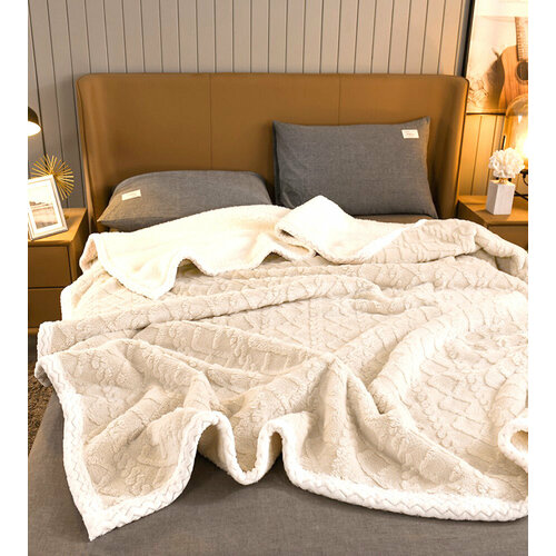 Плед, плед 200х220 белый, размер 2, спальный