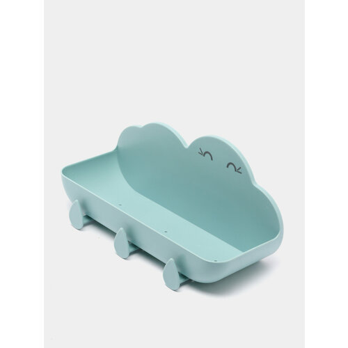 Многофункциональная настенная полка с креплением на липучках с крючками без сверления Цвет Светло-синий 1428₽