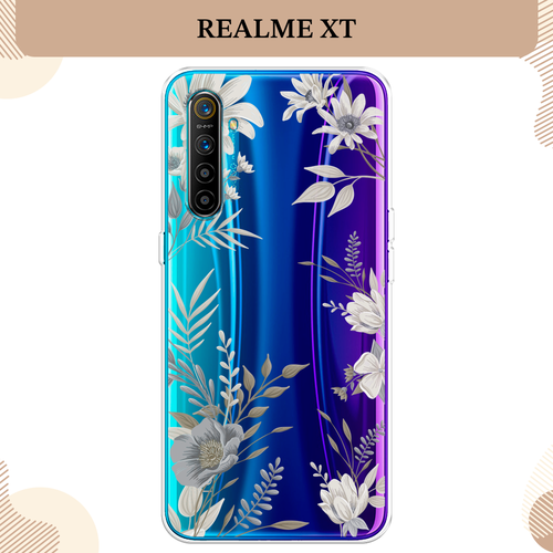 Силиконовый чехол Цветы сепия на Realme XT / Реалми XT, прозрачный силиконовый чехол на realme xt реалми xt созвездия прозрачный