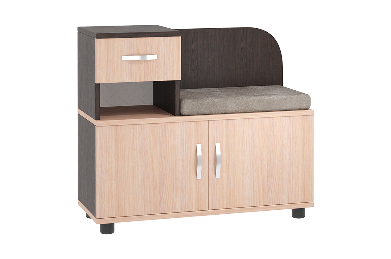 фото Тумба для прихожей Аврора Мебельсон дуб млечный/венге