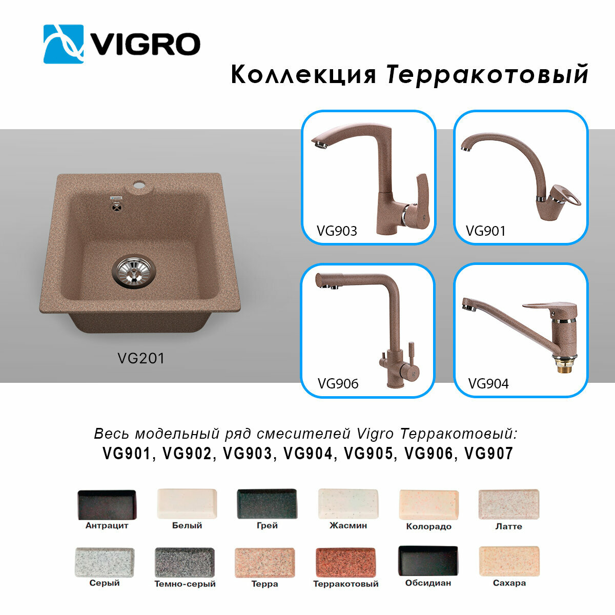 Кухонная мойка VIGRO VG201 антрацит - фото №2