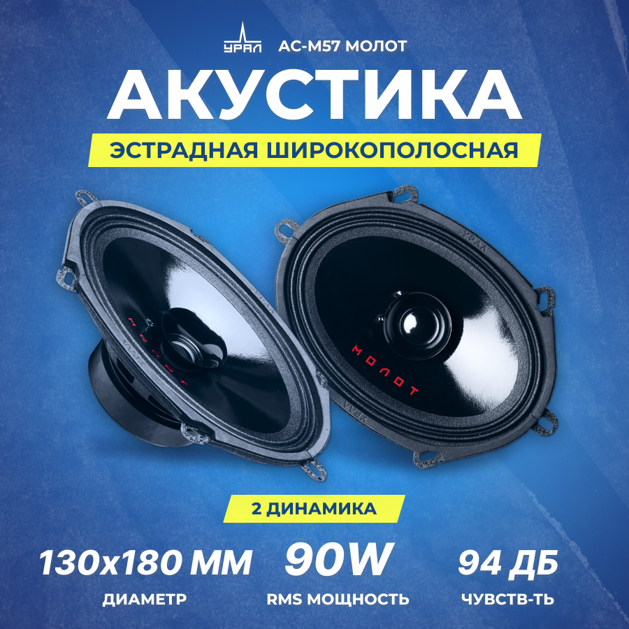 Колонки автомобильные URAL Молот АС-М57, 13x18 см (5x7 дюйм.), комплект 2 шт. [урал ас-м57] - фото №20