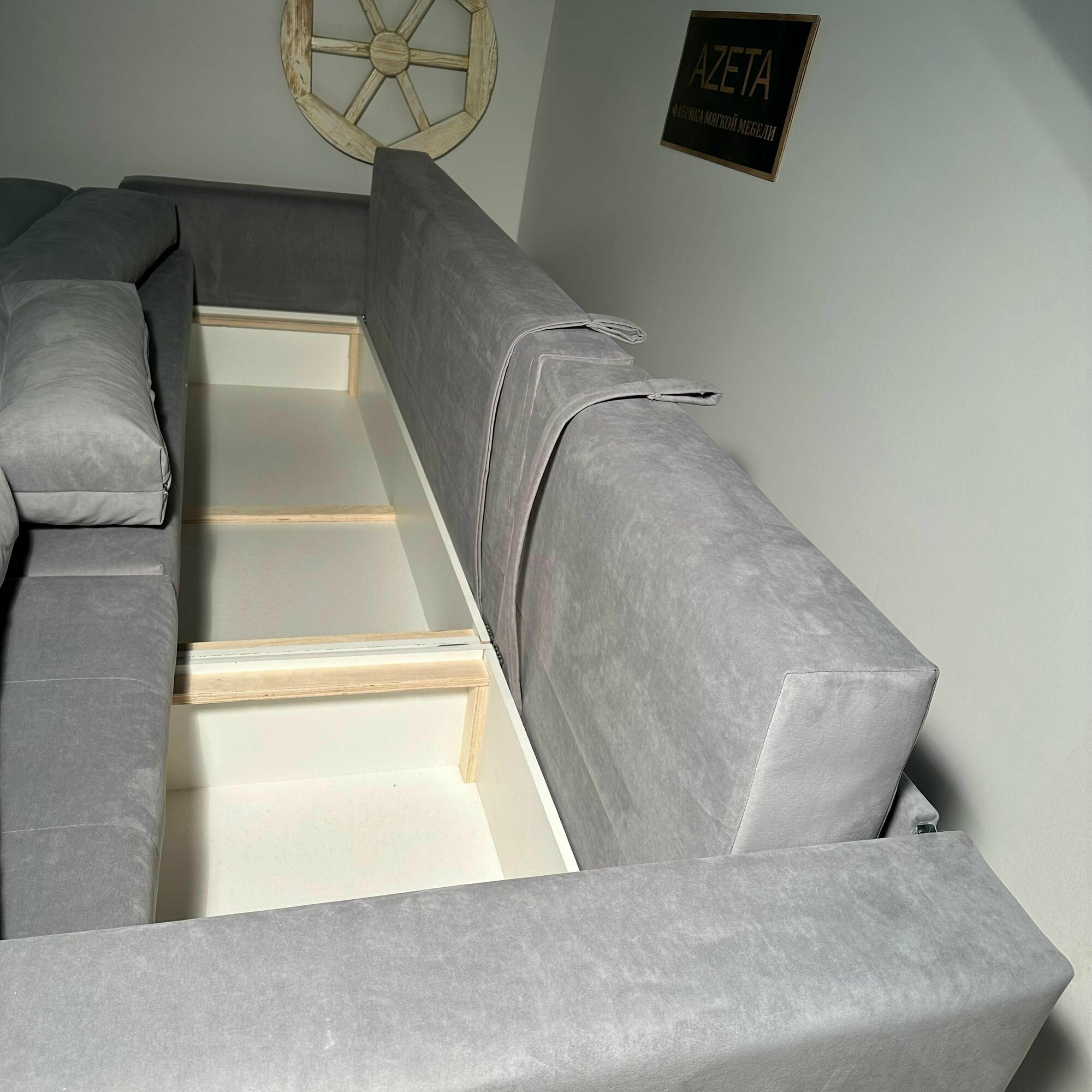 Диван-кровать Azeta 5, 2-местный, 270x92x80 см, темно-серый, материал обивки - текстиль