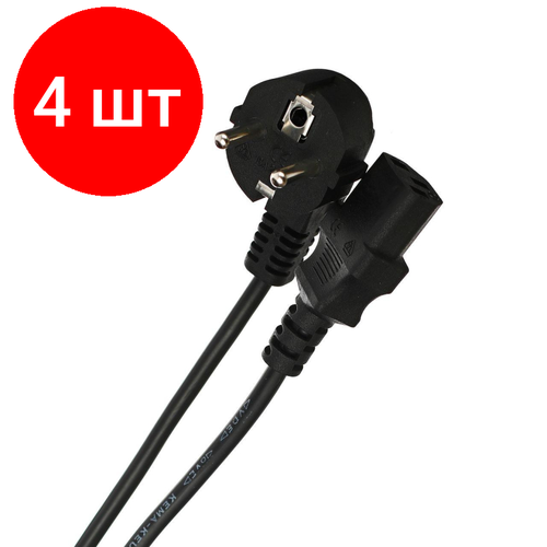 Комплект 4 штук, Кабель компьютер - 220V (угловая Евро) VCOM 1.8м