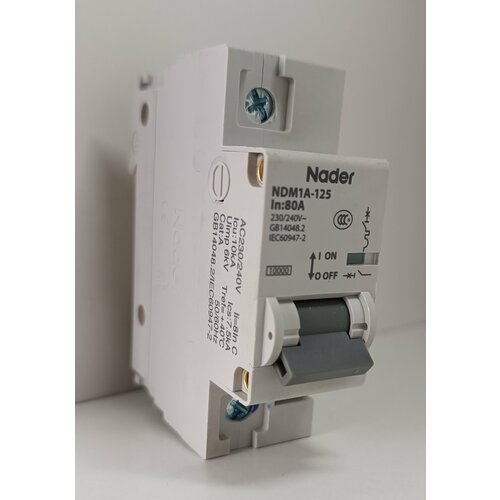 Автоматический выключатель Nader, 1-полюсной, 80 А, 10 кА