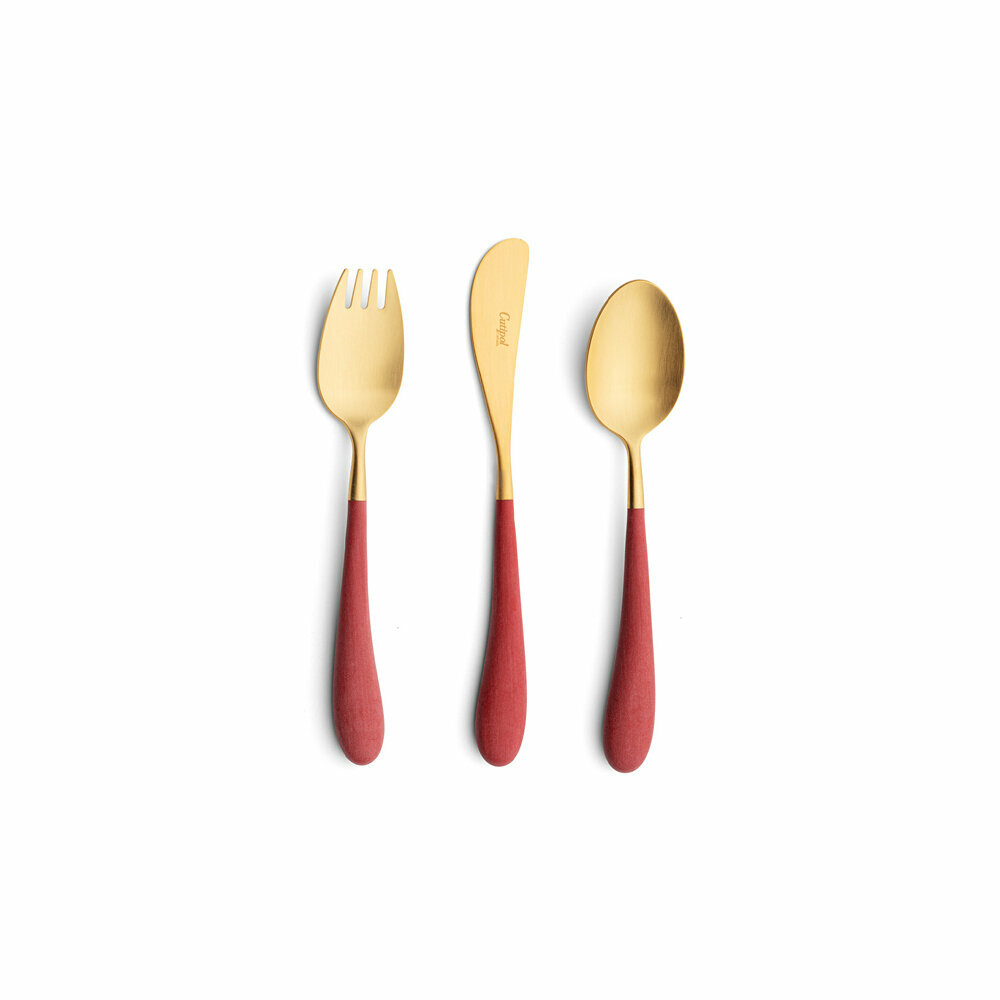 Набор столовых приборов Cutipol "Alice Red Gold" 3пр красный/золотой ALI.3. RGB - фото №1