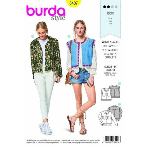 Выкройка Burda 6407 - Жилет выкройка burda 3386 жилет