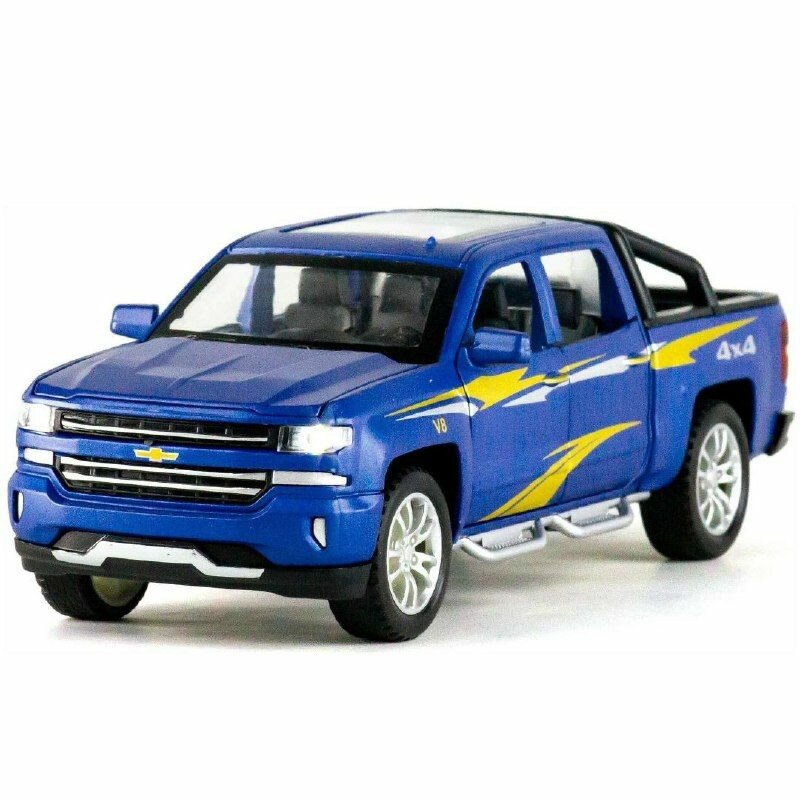 Коллекционная машинка игрушка металлическая Chevrolet Silverado 18см Масштаб 1:32 багажником Шевроле Силверадо 1:24