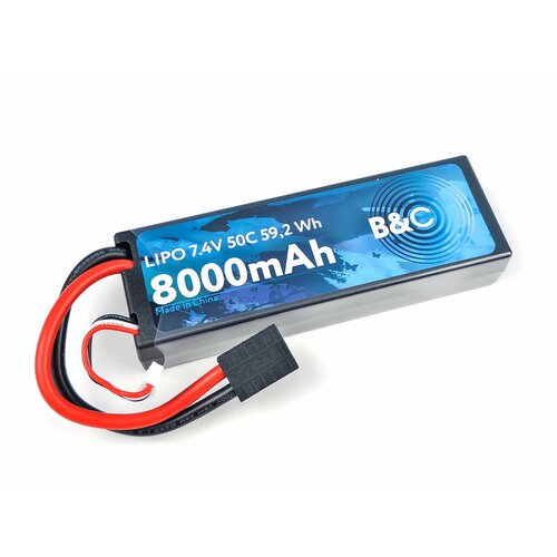 Аккумулятор Li-po B&C 8000 MAH 7.4v (2s), 50C, TRX, Hardcase