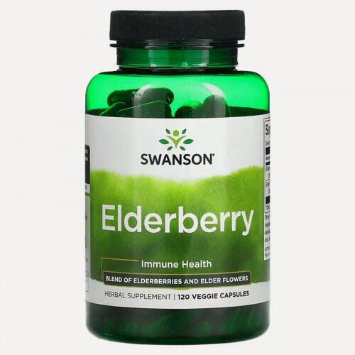 Изображение товара Swanson, Elderberry, для укрепления иммунитета, 120 растительных капсул