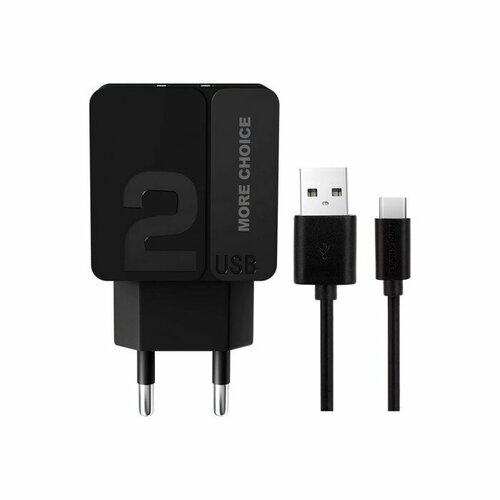 Сетевое зарядное устройство More choice NC46a, 2 USB, 24 А, кабель Type-C, черный