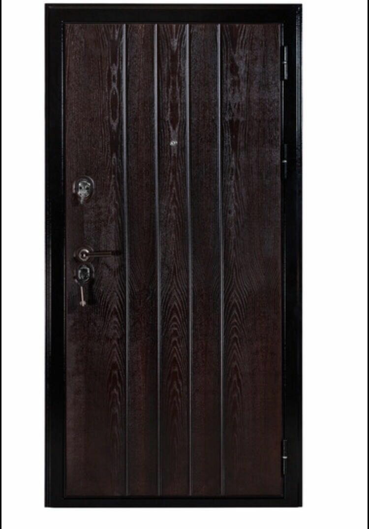 Входная дверь для дома или квартиры с натуральным шпоном 86 левая черная - фотография № 8