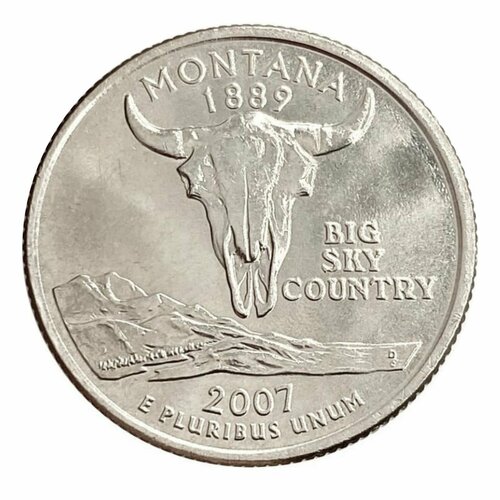Монета 25 центов Монтана. Штаты и территории. США D 2007 UNC монета 25 центов пенсильвания штаты и территории сша d 1999 unc