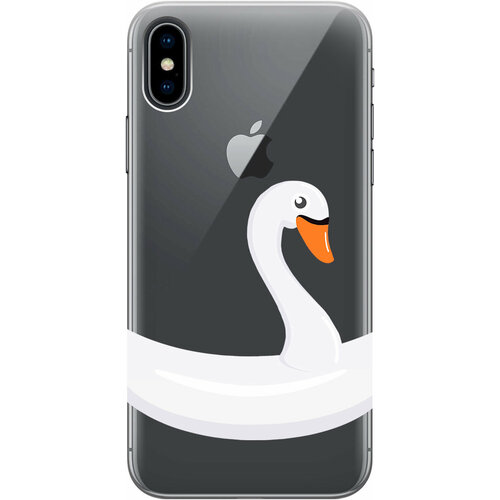 Силиконовый чехол на Apple iPhone Xs / X / Эпл Айфон Икс / Икс Эс с рисунком Swan Swim Ring чехол книжка на apple iphone 15 эпл айфон 15 с рисунком swan swim ring золотистый