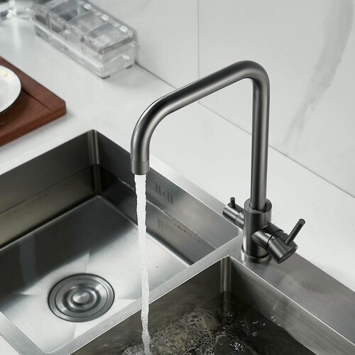 Изображение товара F118T Смеситель для кухни под фильтр из нержавеющей стали, графит