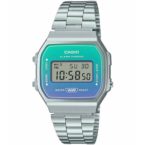 фото Наручные часы casio a168werb-2a, серебряный, бирюзовый