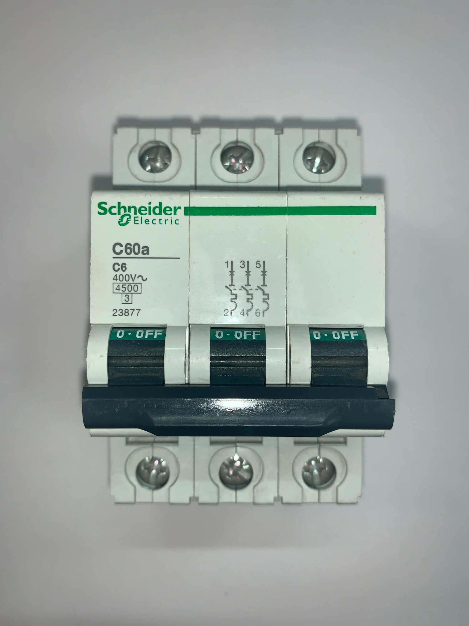 Автоматический выключатель Schneider Electric C60a 23877 3х-полюсный 6А 400V кривая 