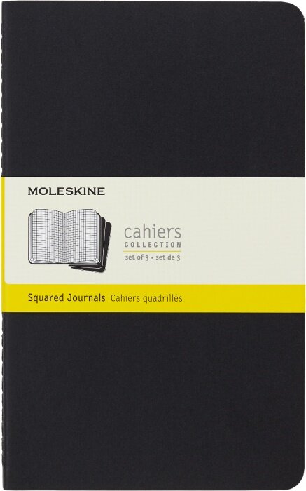 Moleskine QP317 Блокнот moleskine cahier journal, large 130х210 мм, обложка картон, 80 стр, клетка, черный (3 шт)