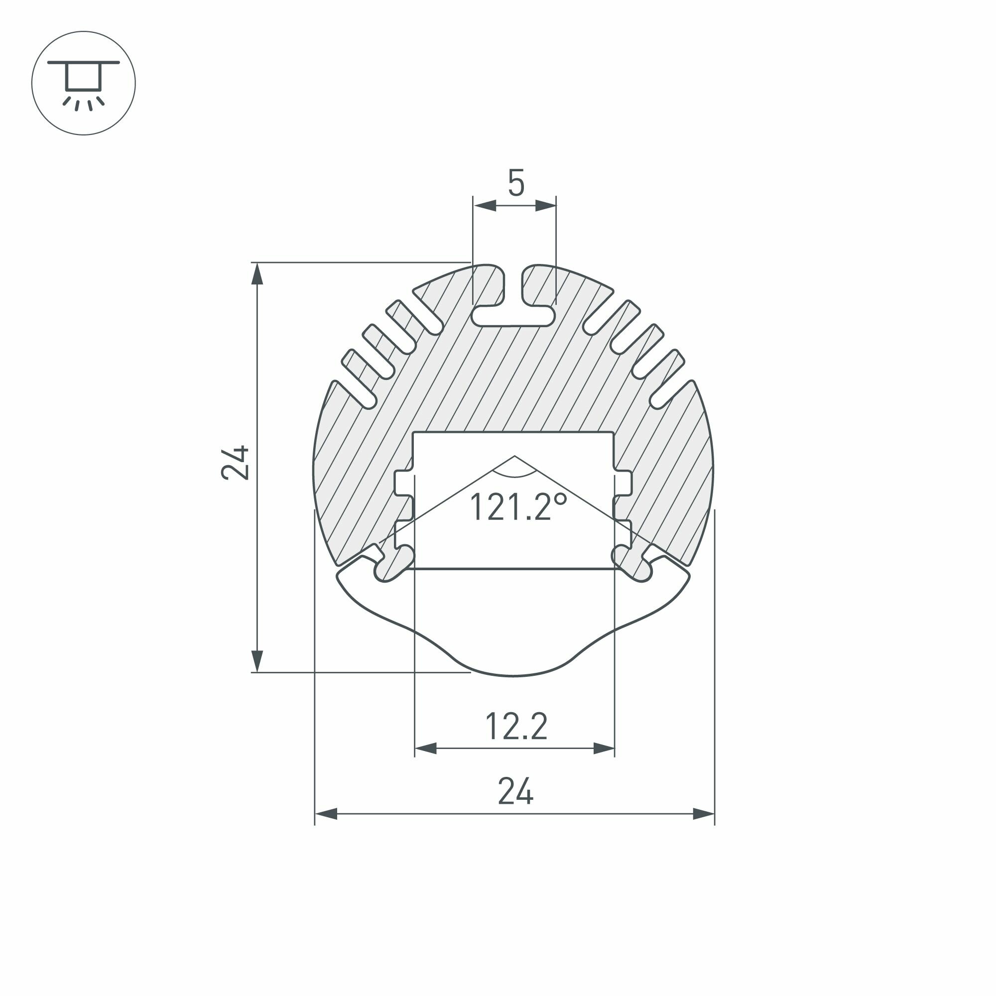 015527 Профиль с экраном ALU-ROUND-2000 ANOD+LEN30 Arlight - фото №7