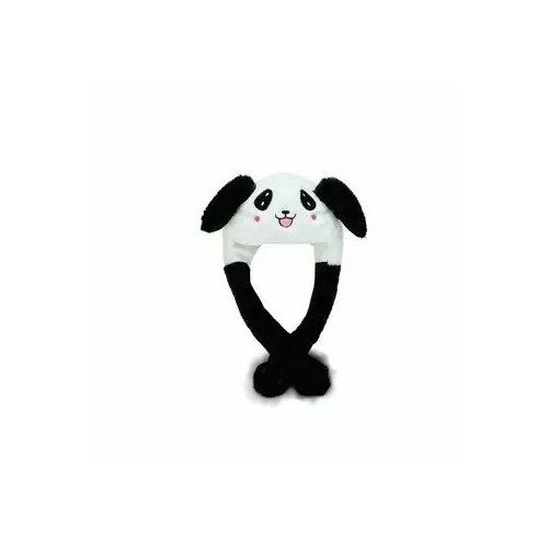 Шапка с подвижными ушками светящаяся Панда черная / Карнавальная шапочка с двигающими ушками