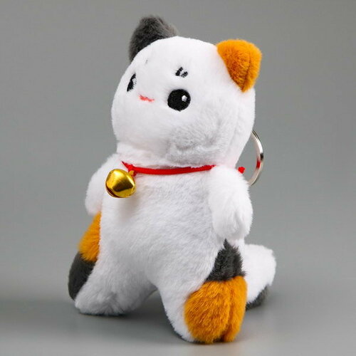 Мягкая игрушка Котик на брелоке, 14 см, цвет белый