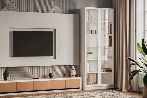 Изображение товара Шкаф книжный стеллаж Билли Хит Billy по мотивам Икея Ikea - 20 Белый 90x40x220 для книг двухдверный