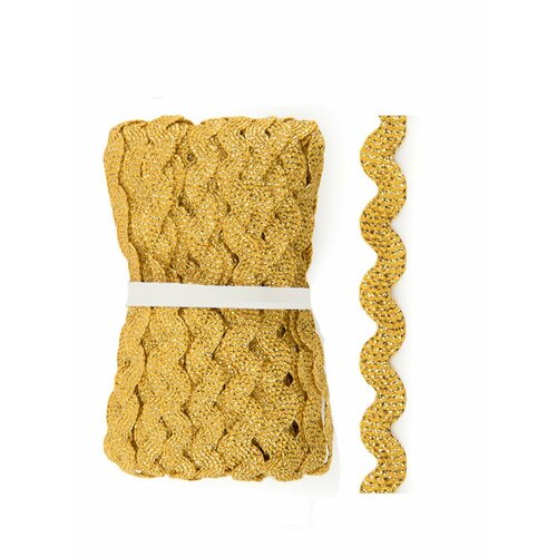 Тесьма декоративная ЗИГ-ЗАГ цвет - Под золото 5 мм 20 м 539₽