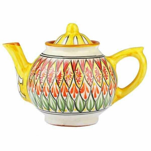 Чайник 1,0 л Желтый/узбекская посуда/ Риштанская керамика Узбекистан