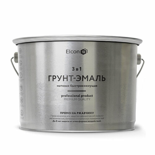 Грунт-эмаль по ржавчине Elcon 3 в 1, матовая, 10 кг, RAL 5005, синяя