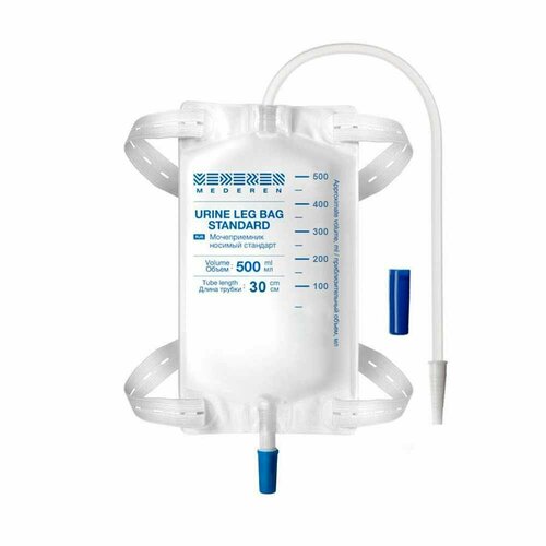 Мочеприемник 500мл, носимый Стандарт с выдвижным краном, трубка 30см, Mederen. 10 шт.