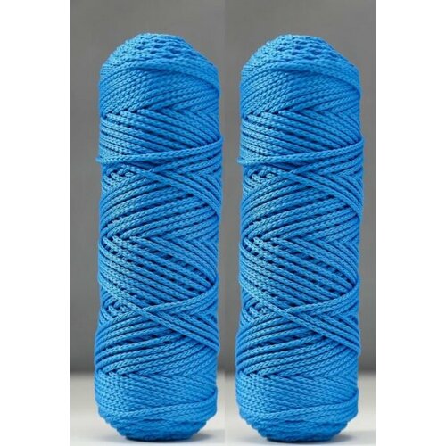 Osttex Шнур для вязания б/серд 100% полиэфир, ширина 3мм 100м/210гр, (14 синий) 2шт