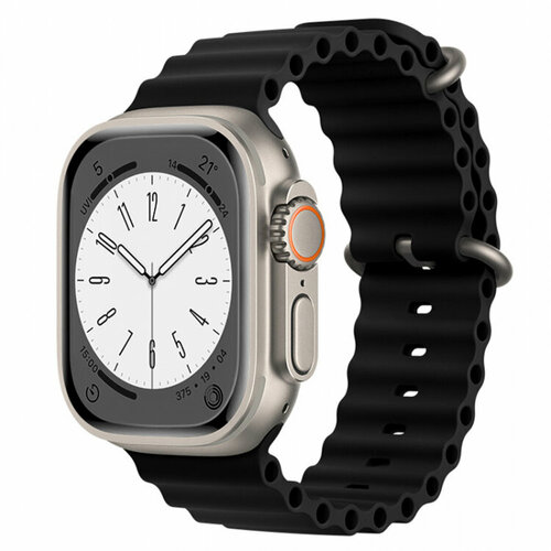силиконовый ремешок для умных часов apple watch 38 40 41 mm спортивный сменный браслет для смарт часов эпл вотч 1 9 se серии blue Силиконовый ремешок для Apple Watch 38/40/41 mm черный